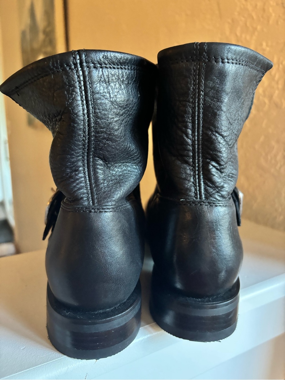Frye Veronica Short Black Pebbled Leather Moto Ankle Boots 3470543 Womens 11 - Picture 5 of 12